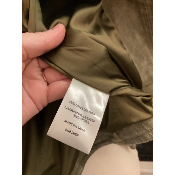 CHELSEA & VIOLET Olive Green Suede Moto Jacket XS - Picture 6 of 7
